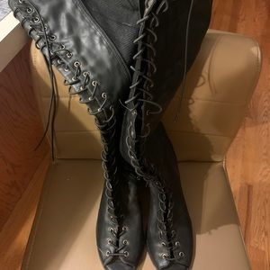 Knee high lace up boot